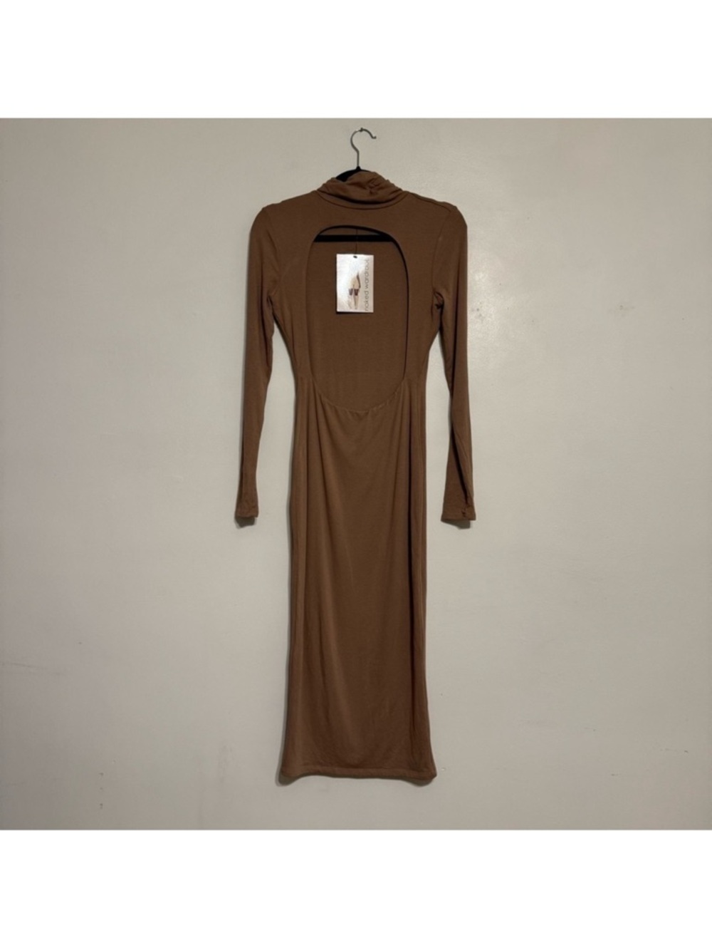 Naked Wardrobe Bodycon Mock Neck Long Sleeve Midi Dress - Size XL